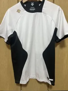 DESCENTE 野球ラウンドネック Tシャツ ホワイト/ブラック