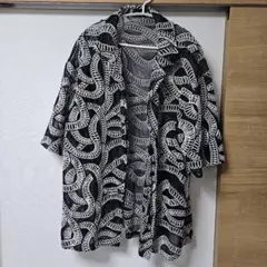 ZARA ザラ メッシュ スケスケ　総柄　ブラック　半袖シャツ　刺繍 L