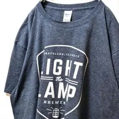 ギルダン ライトザランプ ロゴ Tシャツ グレー 灰色 XL 古着