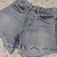 マウジーダメージ加工 ライトブルーショートパンツ0ｓ