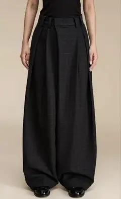 OPICLOTH Plaid Crinkled WideLeg Trousers