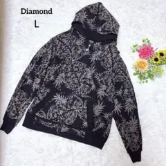 3451ダイヤモンド【L】花柄フルジップ　フーデッド　ヴィンテージジャンパー