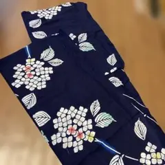 浴衣　藍　紫陽花　綿