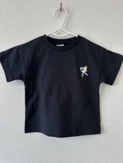 キャラクター刺繍 黒Tシャツ 90cm