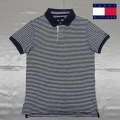 【TOMMY HILFIGER】トミーヒルフィガーのボーダー柄ポロシャツ（L）