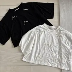 Avail アベイル　ビーズリボン　半袖Tシャツ　黒&白　2枚セット