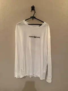 【中古】TOMMY JEANS ロンT XL ホワイト 長袖Tシャツ