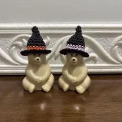 ミニ⭐︎しろくま貯金箱⭐︎ハロウィン⭐︎ならぶんです⭐︎とんがり魔女帽子2色セット