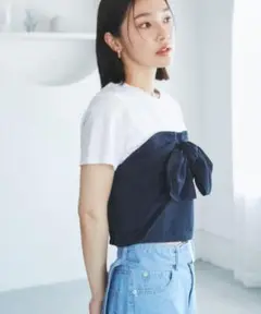 vis【接触冷感・洗える】美easyフロントリボンデザインプルオーバー