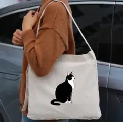 黒猫プリントショルダーバッグ　可愛い　お洒落　個性的　カジュアル　新品