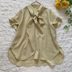 ⭐️限定価格⭐️美品　M7days　さらふわボウタイブラウス　1　イエロー　とろみ