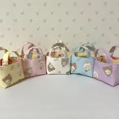 ちっちゃな布バスケット5個セット　ぷにぷにキャンディ柄　ハンドメイド