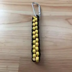 パラコード製 ゴルフティーホルダー ハンドメイド カラビナ付き ブラックイエロー