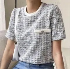 美品☆SHEIN マルチカラーツイードカットソー