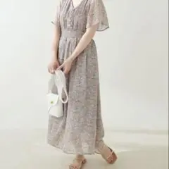 natural coutureフレアスリーブお上品ワンピース