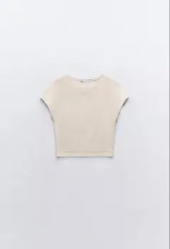 【新品•未使用】ZARA コットン＆モダール クロップドトップス/ L