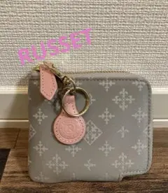 品　RUSSET ラシット　二つ折り財布　カードケース　グレージュ×シルバー
