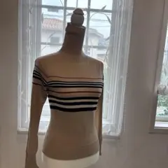 【BURBERRY】【訳あり】ベージュ ストライプ 長袖 ハイネックニット