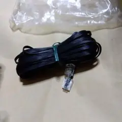 モジュラーケーブル　長尺　電話線　6極2芯　約10m　新品　黒