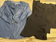 デニムとブラックのトップスセット M-L