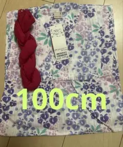 新品未使用 petit main プティマイン 藤の花　キッズ　浴衣　100cm
