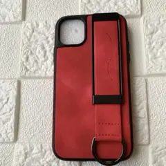 iPhone 11 用スリムケース レザーリストバンド メタルリングバックケース