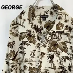 N-5119 GEORGE アメリカ古着 アロハシャツ トロピカル柄 半袖 XL