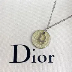 ディオール ネックレス コイン プレート Dior ロゴ ターコイズグリーン