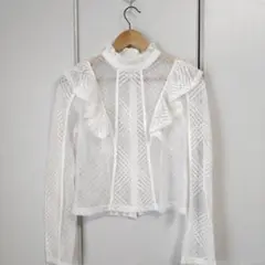 H&M　レースブラウス　ホワイト