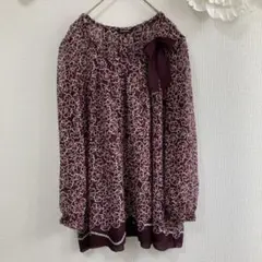 INGEBORG チュニック シフォン 透け感 可愛い 花柄 長袖 リボン M