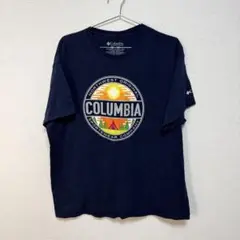 Columbia コロンビア サークルロゴ ビッグロゴ Tシャツ XL ネイビー
