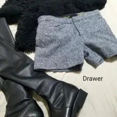 Drawer ドゥロワー ウールシルク混ツィードショートパンツ ブルー系 36