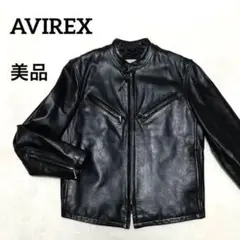 251極美品 AVIREX U.S.A.シングルライダースジャケット 黒 36