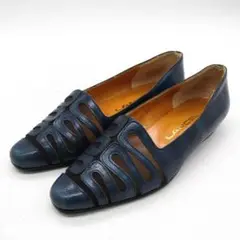 ランセル パンプス フラットシューズ スリッポン 23.5 ブルー LANCEL