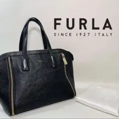 【美品】FURLA フルラ トートバッグ レザー ブラック 金ロゴ