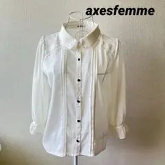 【美品】アクシーズファムaxesfemme ブラウス長袖ブラウスオフホワイト　M