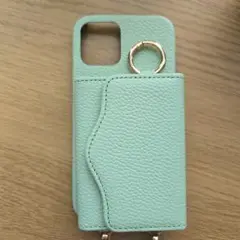 ミントグリーン 手帳型ケース カードポケット付き