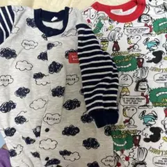 80cmベビーロンパース クモ スヌーピー柄2枚セット