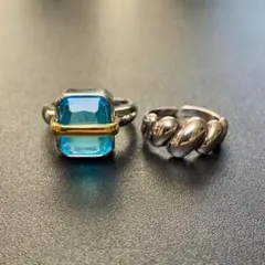 ブルージルコン&ツイスト シルバー S925 刻印 リング ハイクラス 指輪