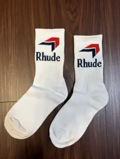 【未使用品⭐︎】Rhude 靴下 ソックス ホワイト×ネイビー×レッド ロゴ入り