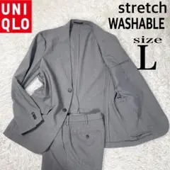 美品　ユニクロ　グレー　ストレッチ素材　洗える　サイズL