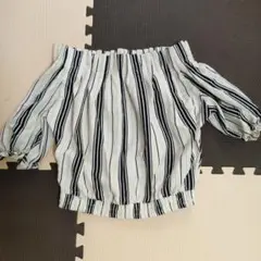 オフショルダー トップス ストライプ L