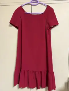 レッド 半袖ワンピース