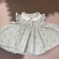ミントグリーン 花柄 フリル付きシャツ 90