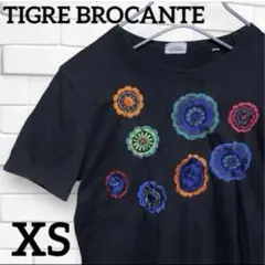 ティグルブロカンテ Tシャツ 刺繍　花TIGRE BROCANTE ブラックXS