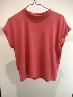 ピンク 半袖 Tシャツ クルーネック L ロールアップ袖 夏