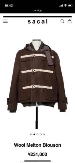 sacai 25AW メルトンダッフルショートコート　サイズ3