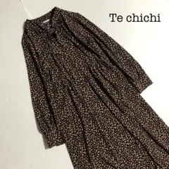 テチチ　ワンピース　黒　ブラウン　総柄A461 フリーサイズ