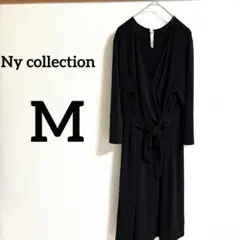 Ny collection黒のウエストリボン付きワンピース【M】