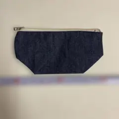 まち付きデニムポーチ ダークブルー　新品未使用品